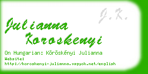 julianna koroskenyi business card